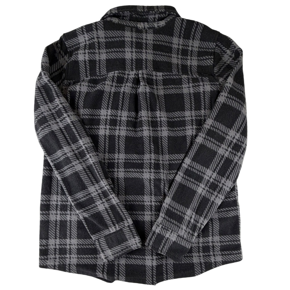 O'Neill Womens Black Grey Plaid Fleece Button Down Shirt Jacket Shacket Size M - Picture 2 of 4